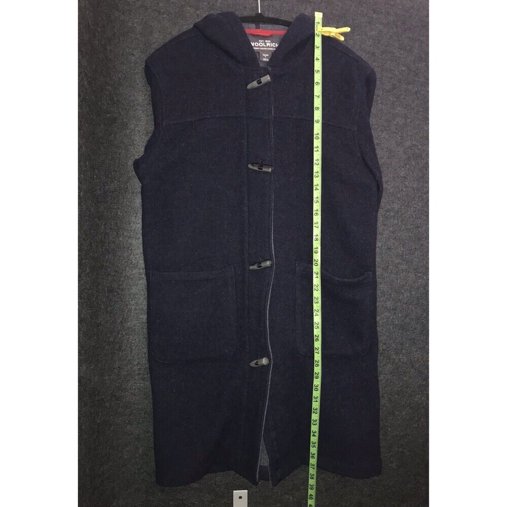 Woolrich Jacket Women's‎ Medium Wool Parka Long Coat Deep Navy Blue Horn Toggles - Picture 10 of 11